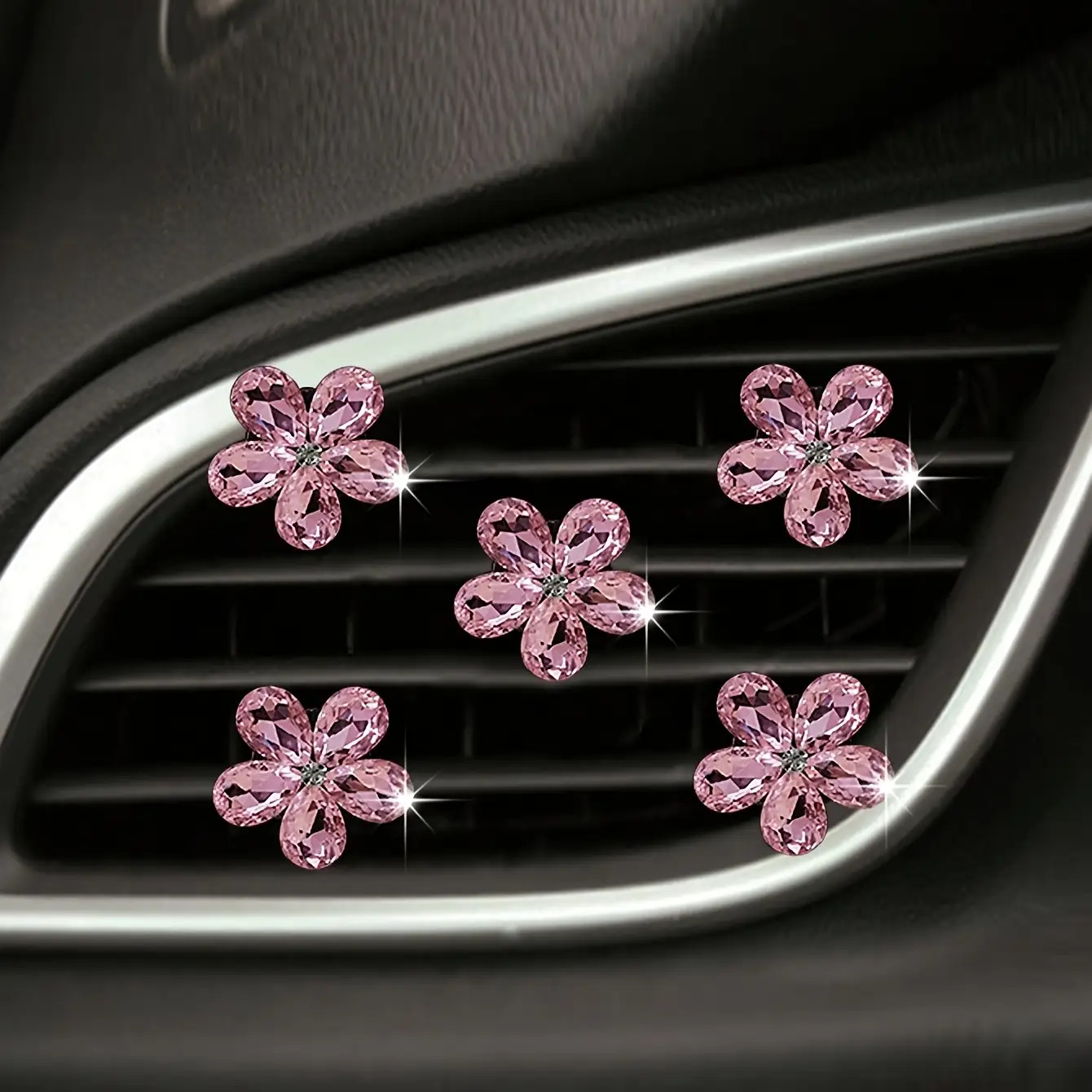 5Pcs Bling Crystal Flower Car  - đánh giá và giá Car Accessories Must Have