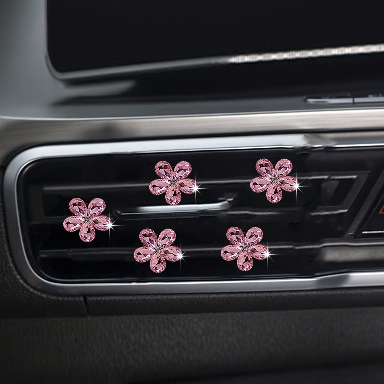 5Pcs Bling Crystal Flower Car  - đánh giá và giá Car Accessories Must Have
