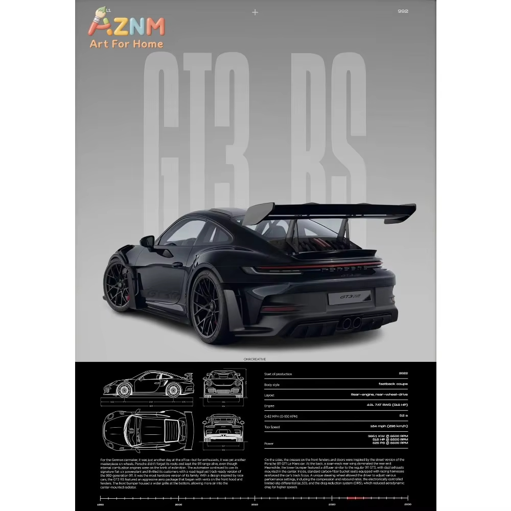 1pc Minimalist 911 GT3-RS 718  - đánh giá và giá Car Accessories For Inside