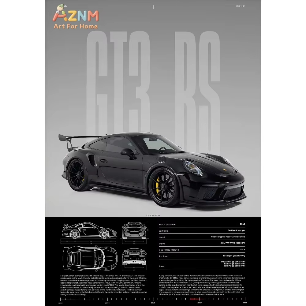 1pc Minimalist 911 GT3-RS 718  - đánh giá và giá Car Accessories For Inside