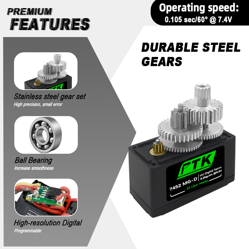 PTK 7452 MG-D 9g Digital Servo - đánh giá và giá D.A.D Car Accessories